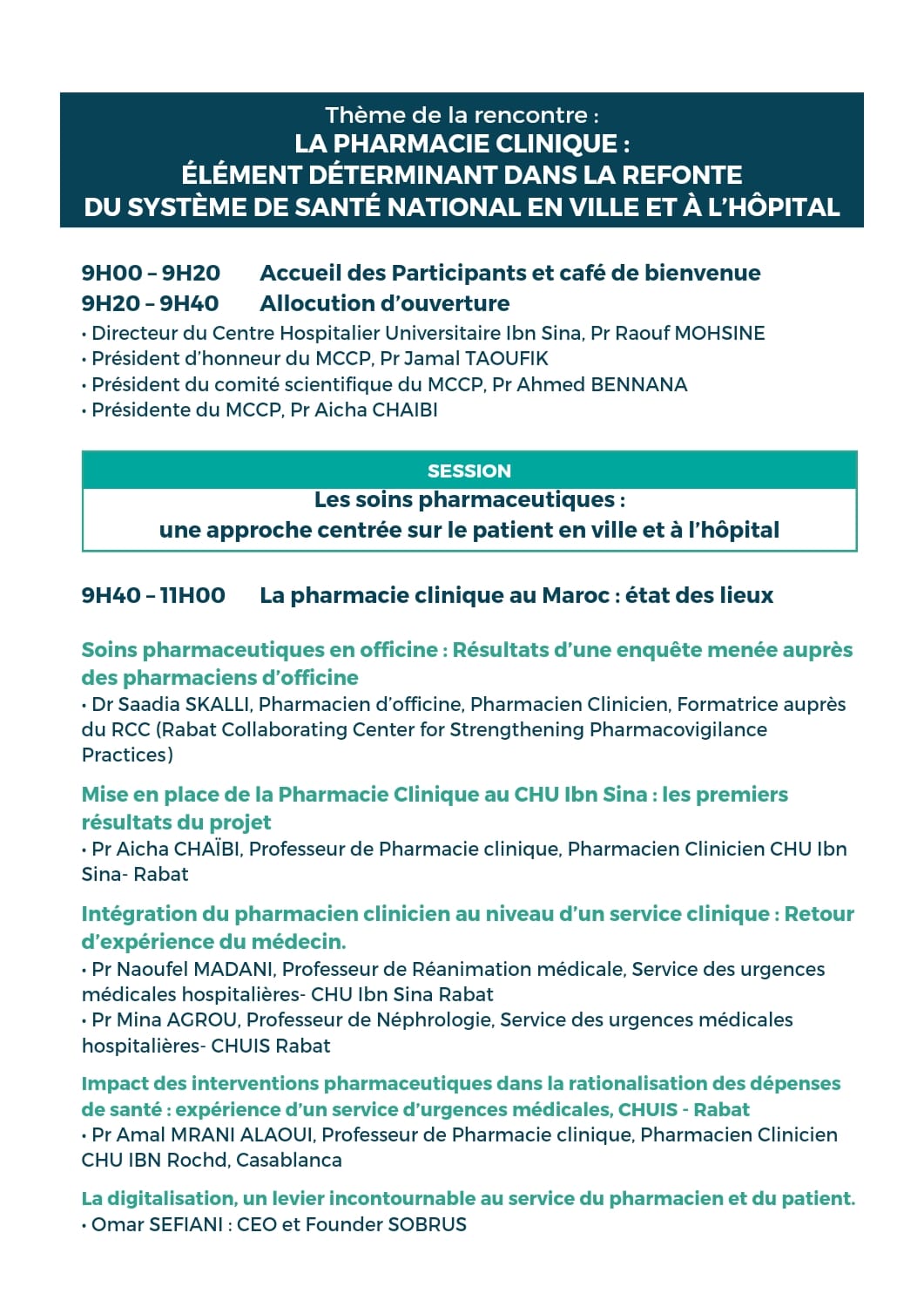 Programme de la 1ère rencontre du MCCP, page 1