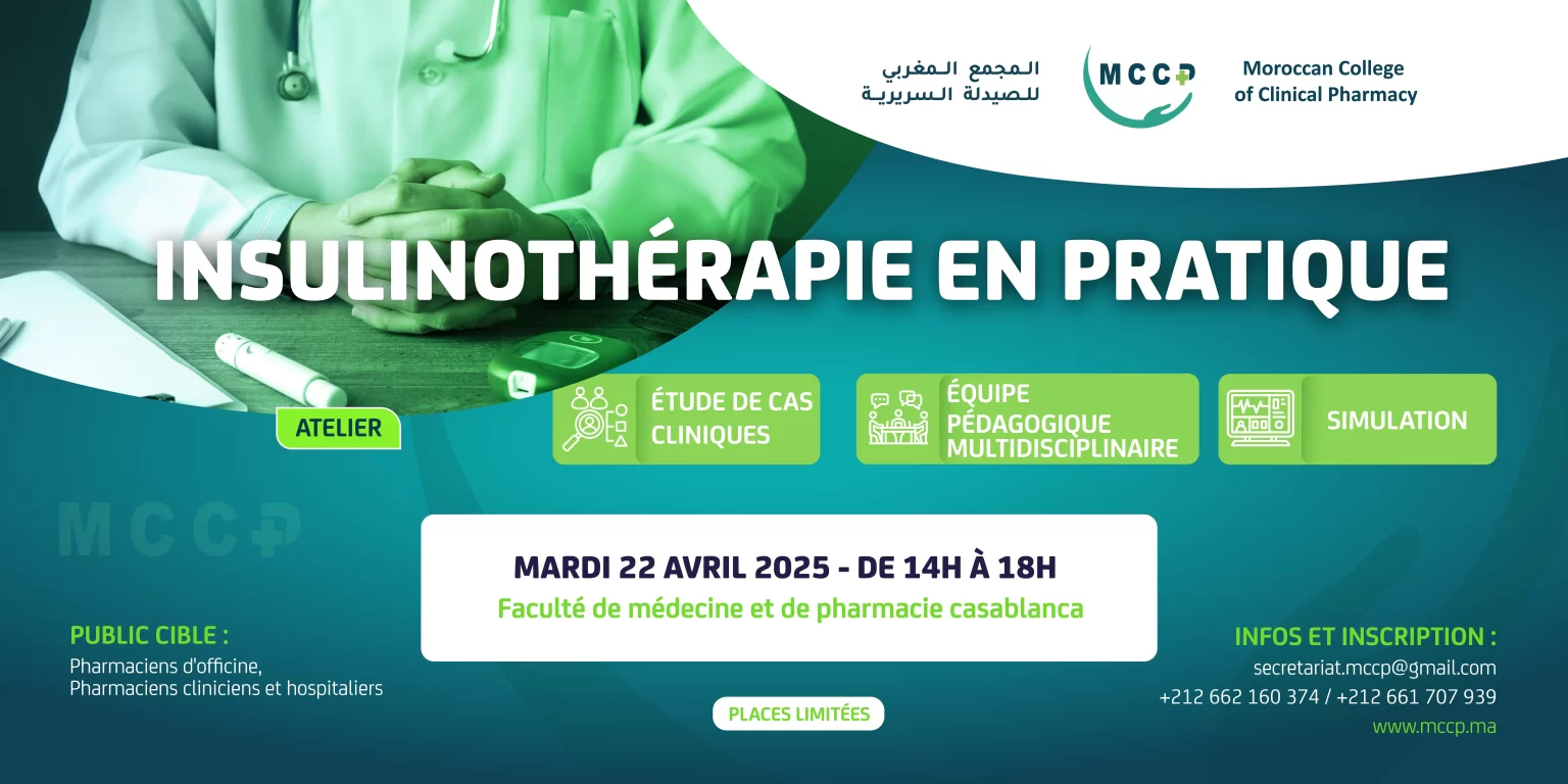 Affiche de l’évènement MCCP : Atelier Insulinothérapie en Pratique — 22 avril 2025, de 14h à 18h, Casablanca