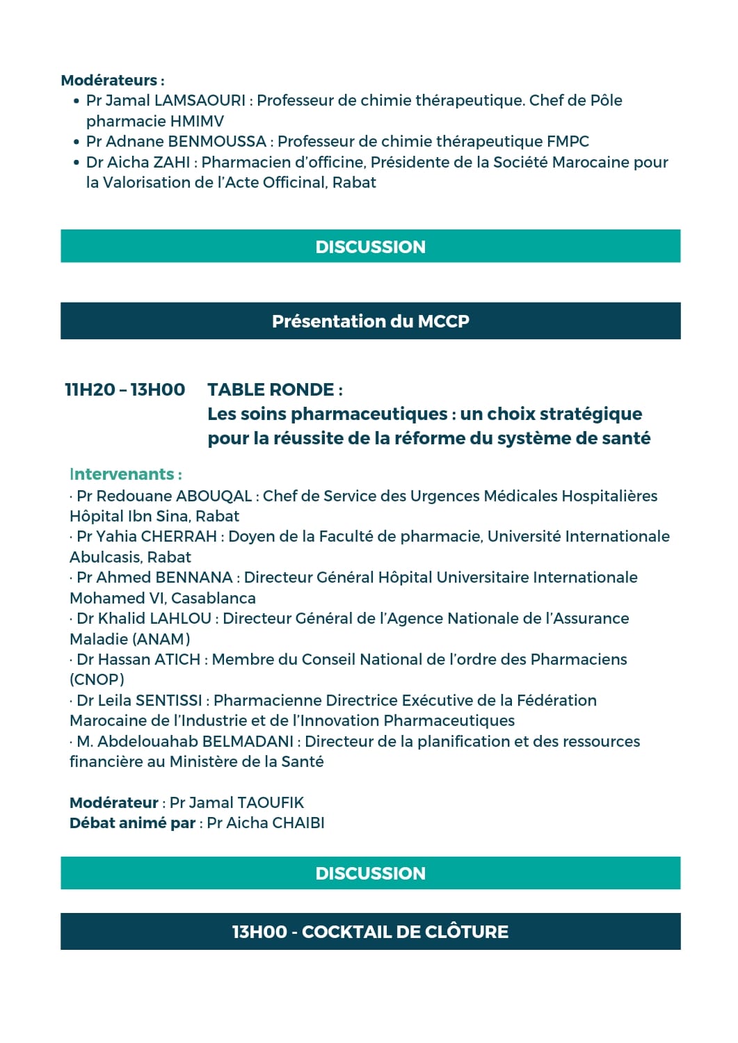 Programme de la 1ère rencontre du MCCP, page 2