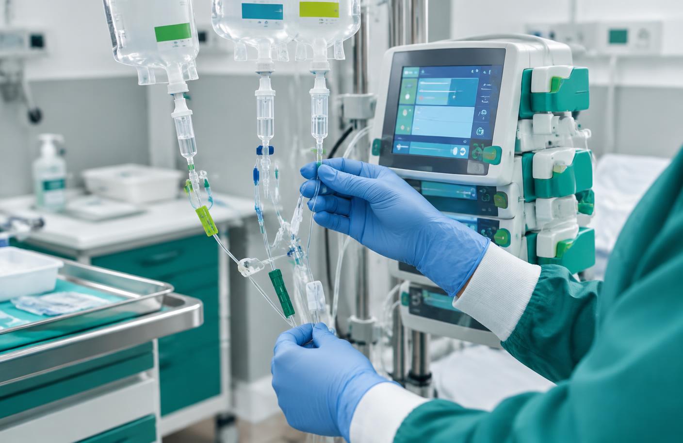 Vérification des lignes et pompes de perfusion